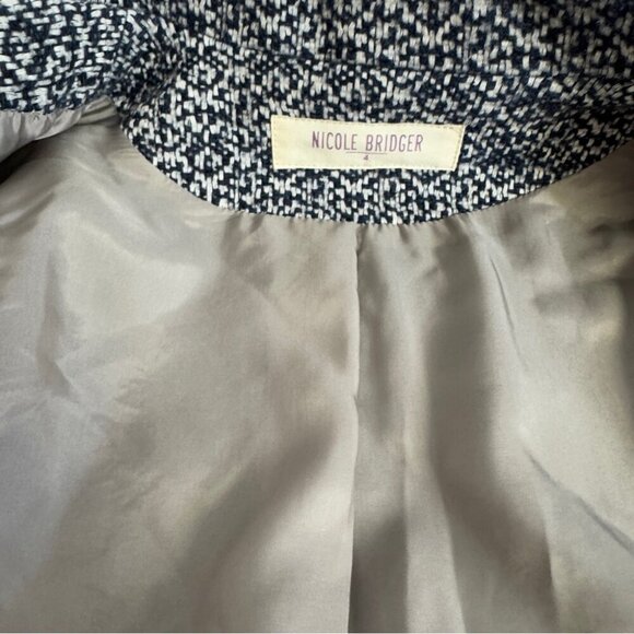 Nicole Bridger Ethically Made Tweed Wool Hemp Blend Color Block Blazer Coat Sz 4 - Picture 3 of 14